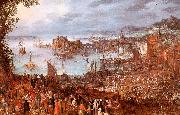 Jan Brueghel The Great Fish Market oil